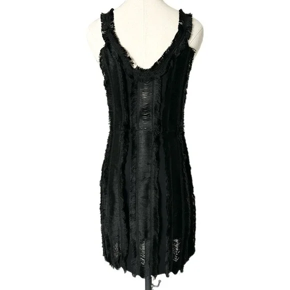 Sandro Rogee Fringe Cocktail Mini Dress in Black Size 1 Sandro 4 US - Picture 4 of 7